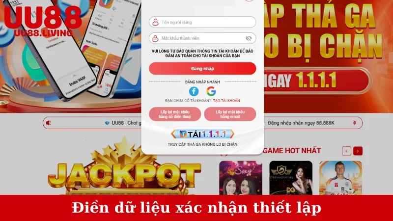 Điền dữ liệu xác nhận thiết lập