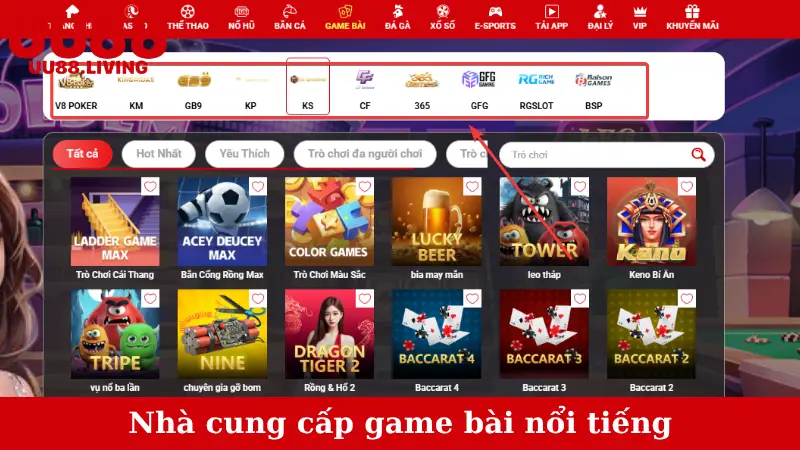 Nhà cung cấp game bài nổi tiếng