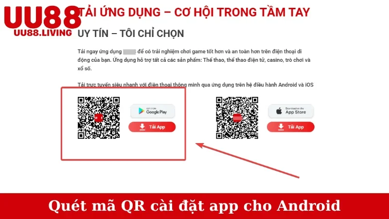 Quét mã QR cài đặt app cho Android