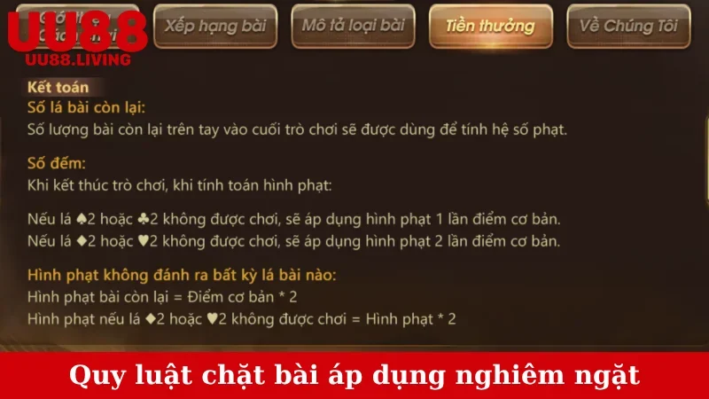 Quy luật chặt bài áp dụng nghiêm ngặt