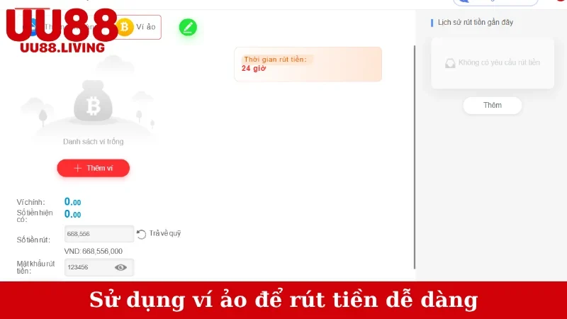 Sử dụng ví ảo để rút tiền dễ dàng