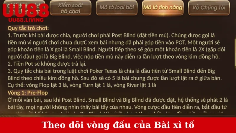 Theo dõi vòng đấu của Bài xì tố