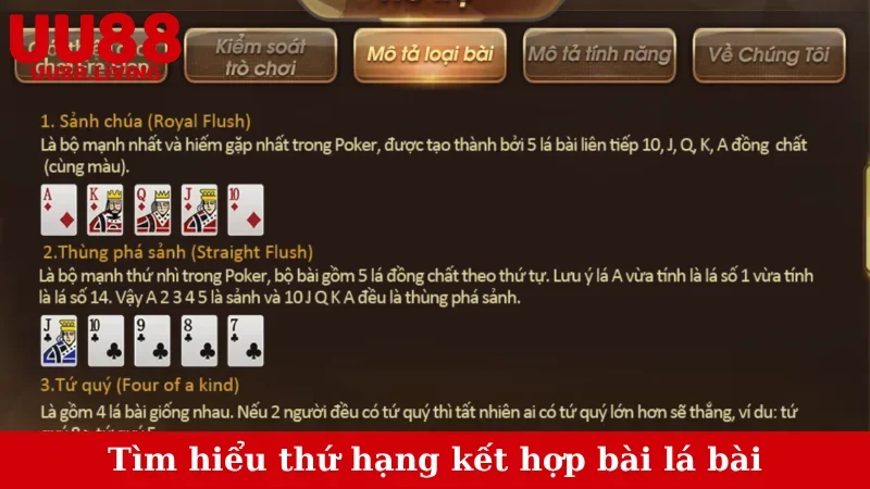 Tìm hiểu thứ hạng kết hợp bài lá bài