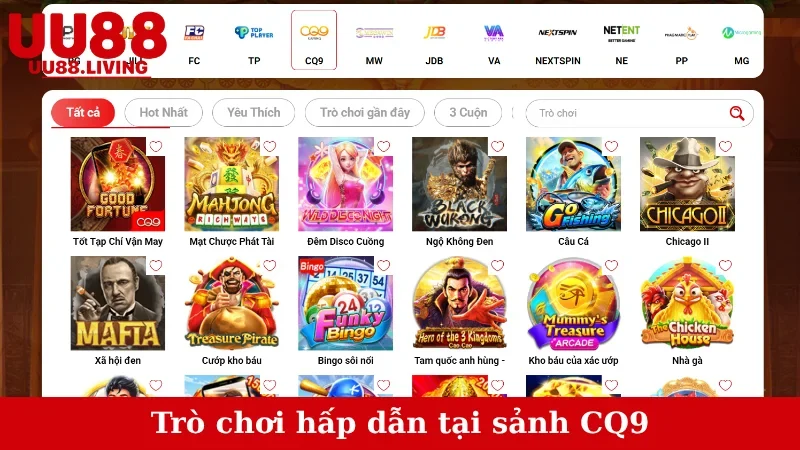 Trò chơi hấp dẫn tại sảnh CQ9