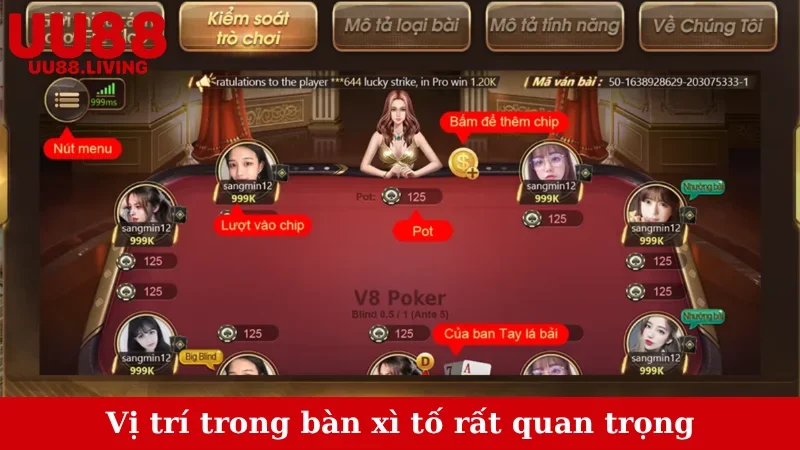 Vị trí trong bàn xì tố rất quan trọng